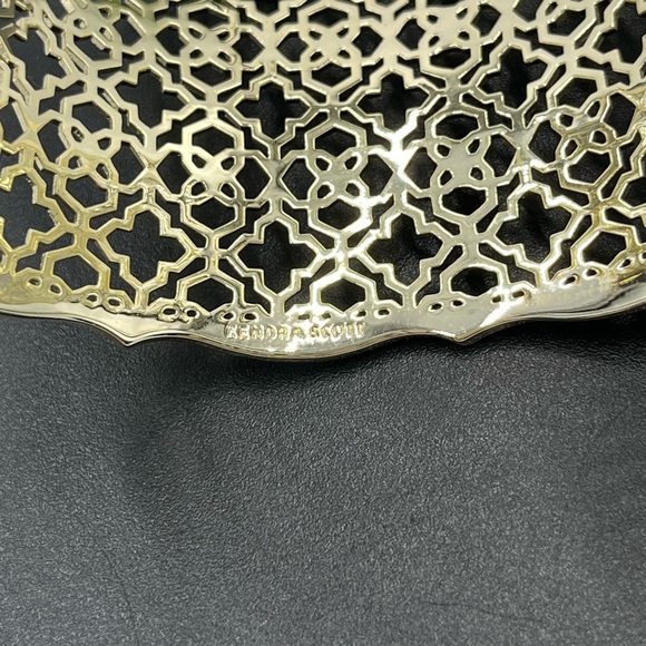 Kendra Scott Designer Candice Gold Tone Filigree Concave Wide Cuff Bracelet - Picture 8 of 13